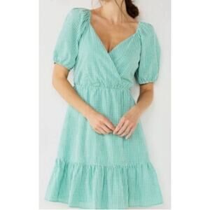 Draper James Green Gingham Seersucker Dress sz S